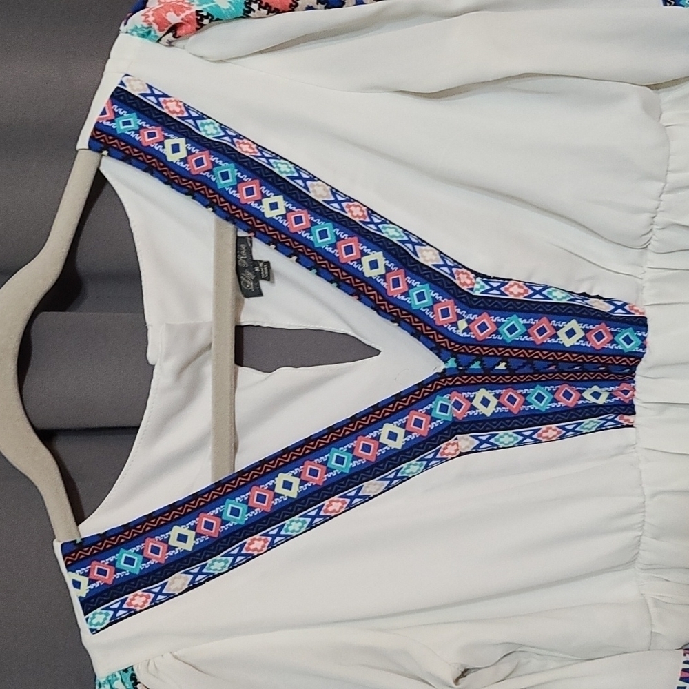 Lily Rose BoHo Style Dress Aztec Design Lined V-neck Summery Size M GUC … - Picture 2 of 9